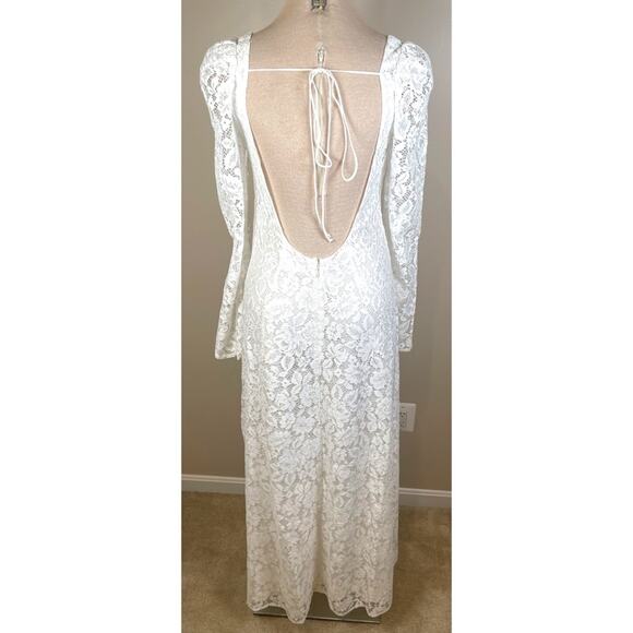 For Love & Lemons Frances Floral Lace Bell Sleeve White Maxi Dress Size XS - Picture 10 of 12